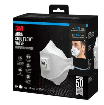 STOFMASKER 9322+ FFP2 MET VENTIEL (10ST)