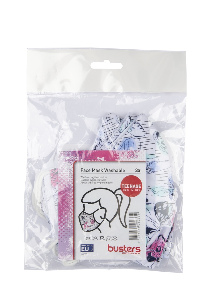 FACE MASK WASHABLE GIRL 3PACK (3ST)