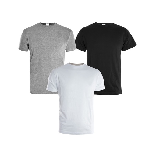 T-SHIRT 3PACK GRIJS-WIT-ZWART (3PC)
